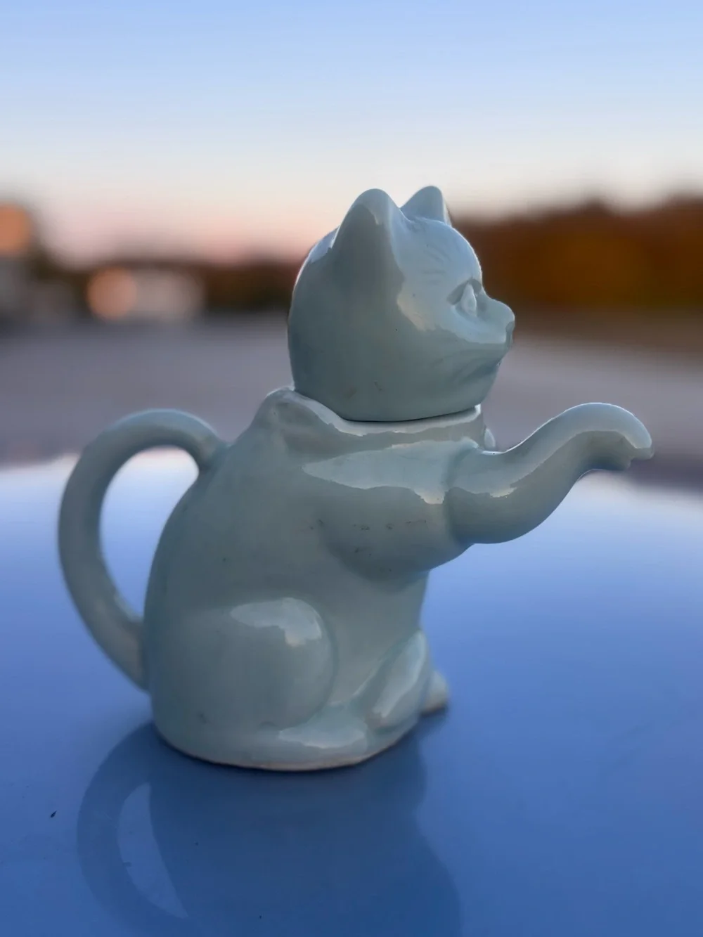 Ceramic Cat Teapot - light green Cat Design